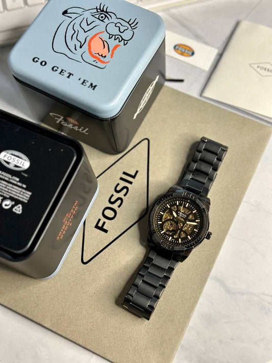 Fossil Mecha Black – See-Through Dial, Steel Masterpiece